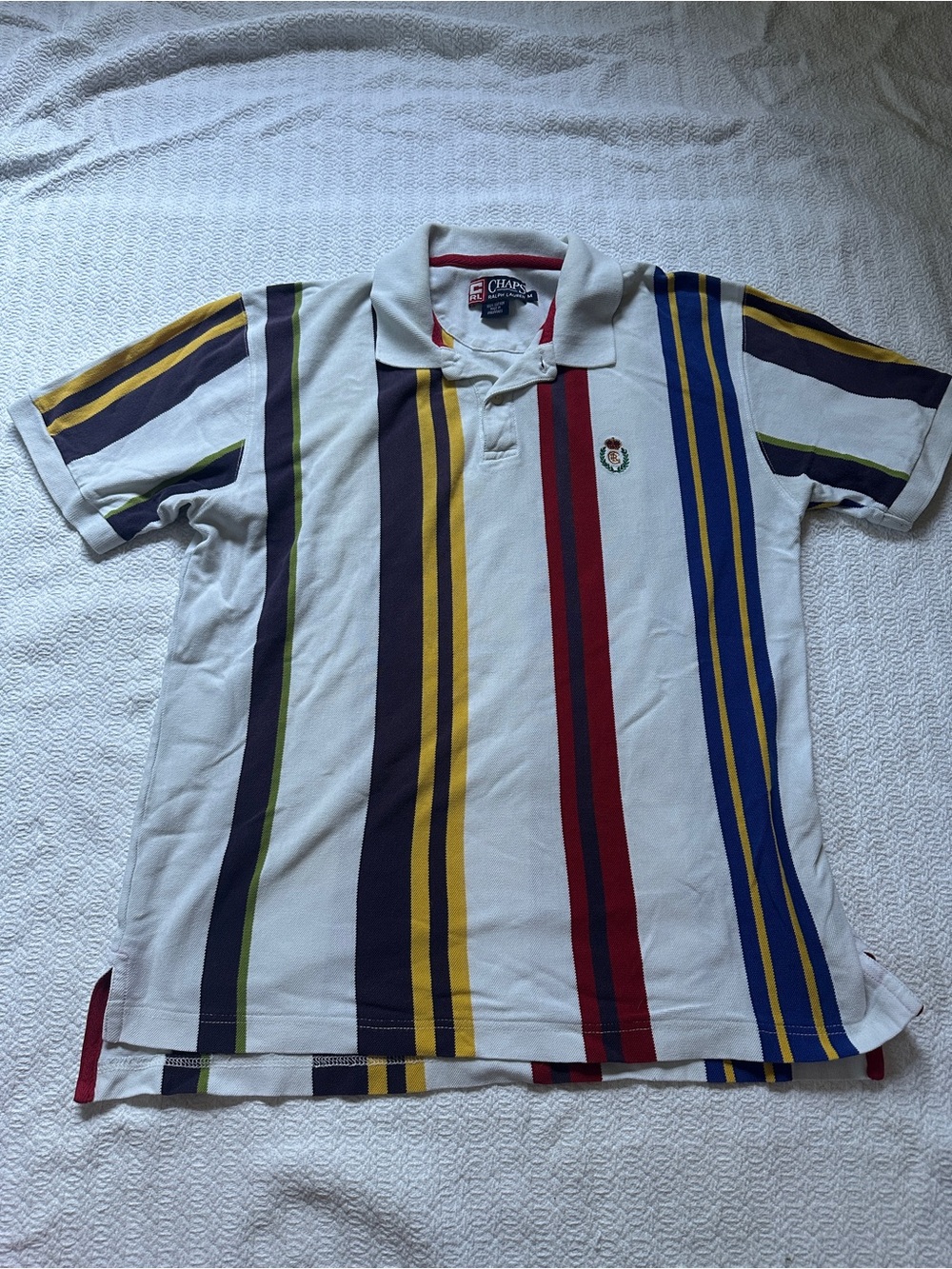 Champs White Polo with Multicolor Vertical Stripes
